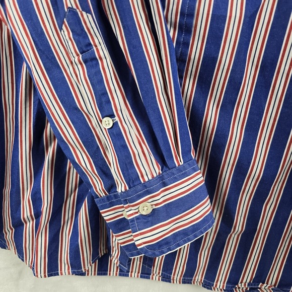 Polo Ralph Lauren Button Up Shirt Regent Classic Fit Red White Blue Stripe 17 XL - Picture 4 of 6